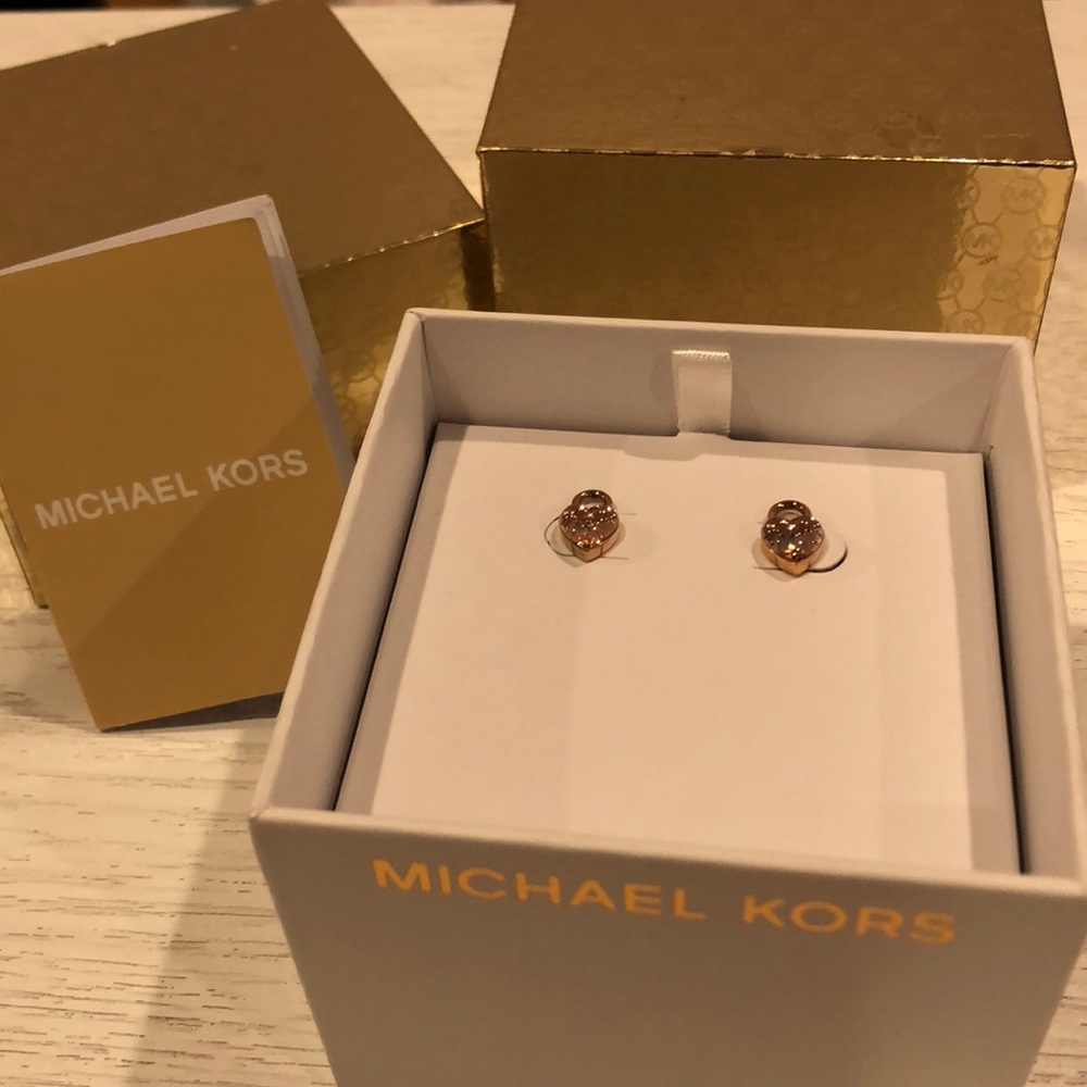 Michael Kors Rose Gold Padlock Heart Stud Earring